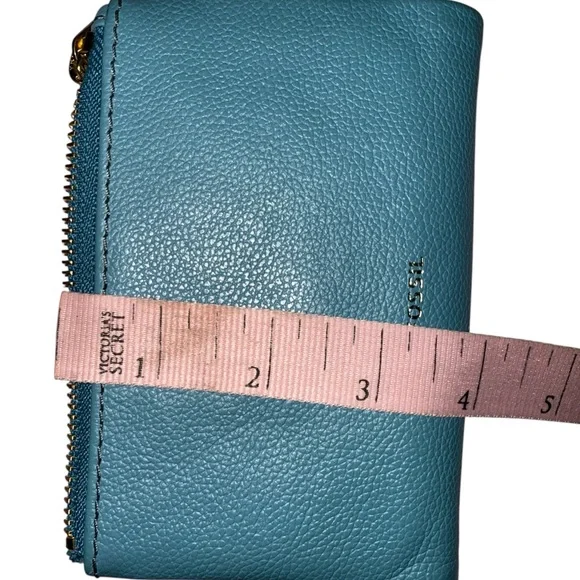 Fossil Blue Leather Zip Around Bifold Wallet - Two Tone - Picture 8 of 8